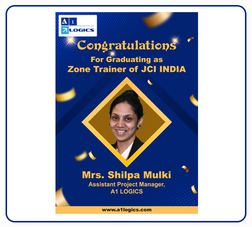 Mrs. Shilpa Mulki has graduated as Zone Trainer of JCI India, A1 Logics