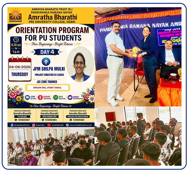 Mrs. Shilpa Mulki, Orientation Program for PU students, Amratha Bharathi PU College, A1 Logics