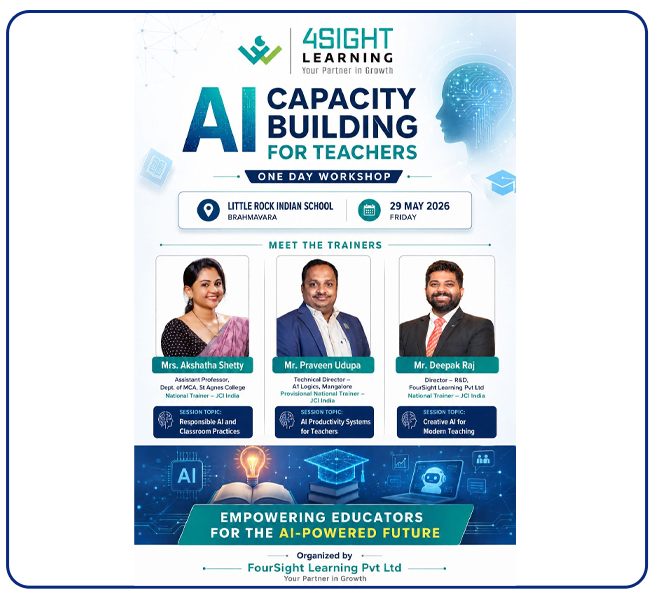insightful session on “AI Productivity Systems for Teachers”, Little Rock Indian School, Brahmavara, A1 Logics